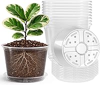 Vista 16 de Macetas de vivero reforzadas transparentes de 1 galón con agujero de drenaje, paquetes de 30, macetas transparentes de 6.7 pulgadas para semilleros