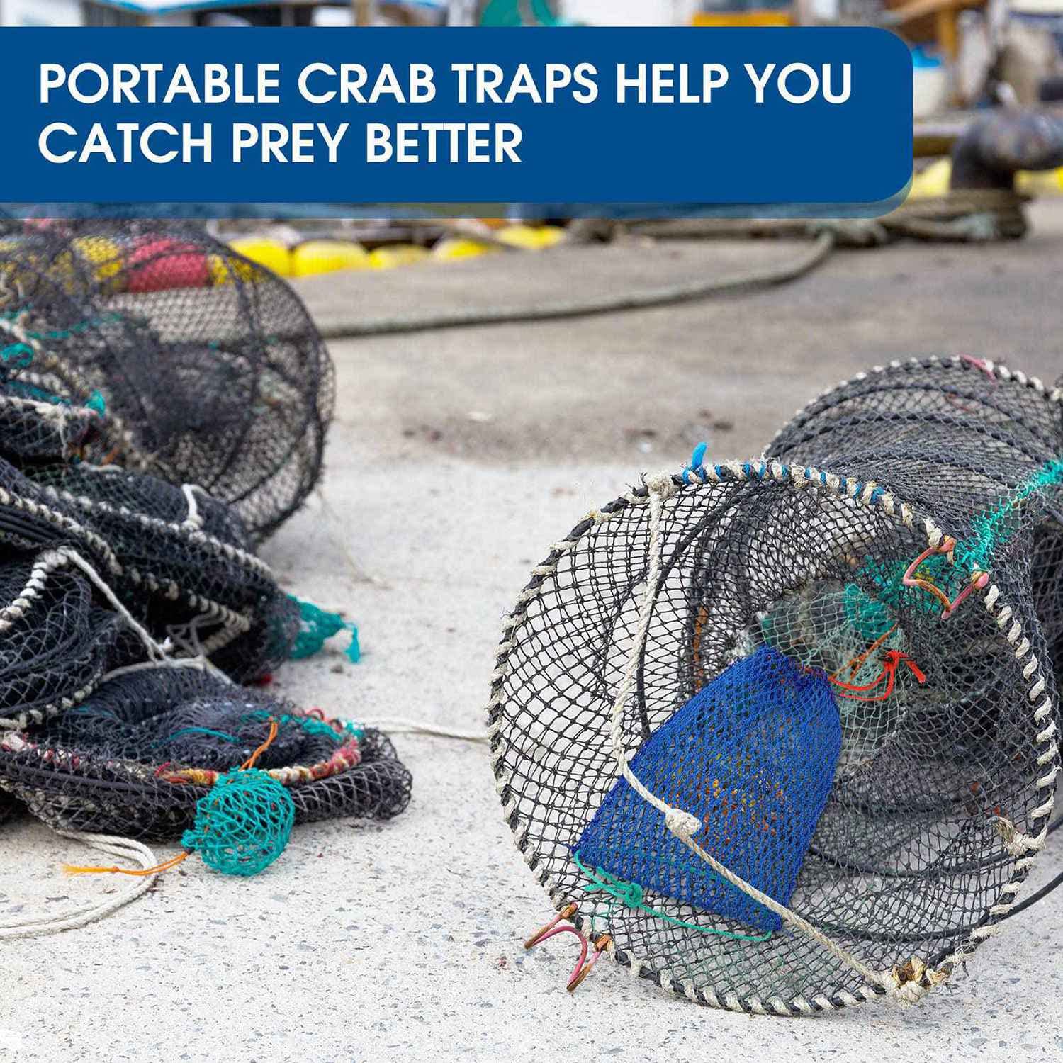 yasoe Sac D'Appât de Piège à Crabe 6 Pièces avec Casier Piège à Poisson Portable Piège à Crabe en Plein Air Pièges à Appâts Filet à Crevettes Accessoires de Pêche