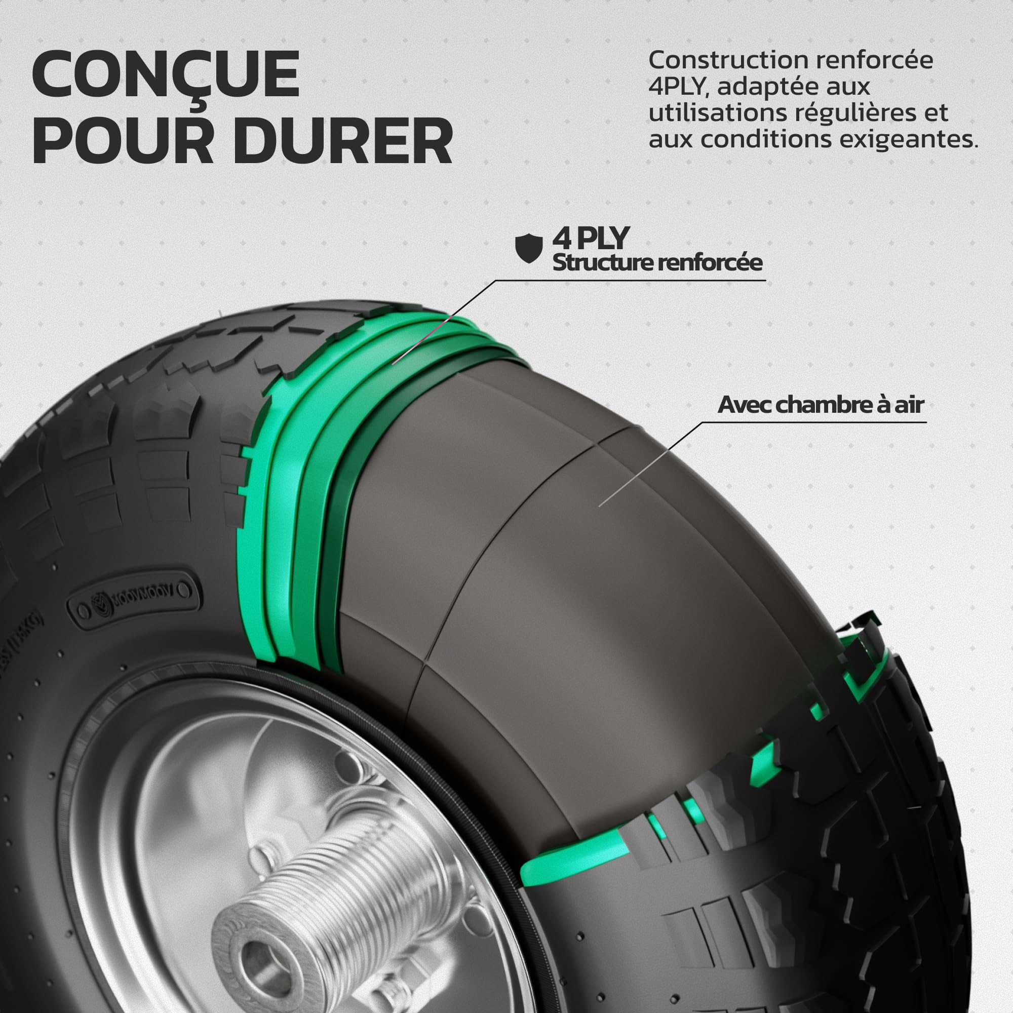 Premium 10 pouces 4 10/3 50 4 roue pneu gonflable pour chariot scooter