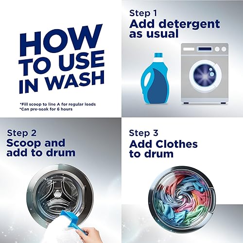 Miniatura 9 de OxiClean Triple Action White Revive - Blanqueador de ropa y polvo removedor de manchas, uso con detergente, blanquea e ilumina la ropa, elimina las