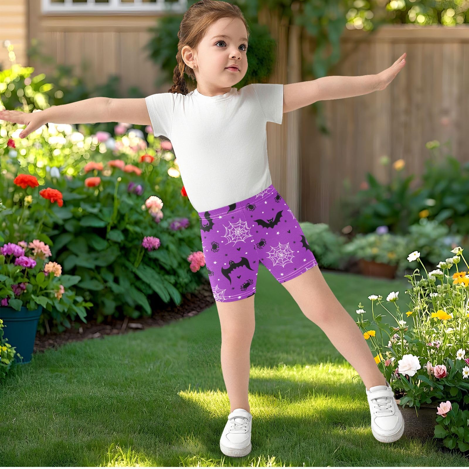 Dallonan Girls Dance Shorts, Toddler Biker Shorts Cartwheel Under Dress Halloween Symbol Kids Biking Clothes 4-10Y Multi