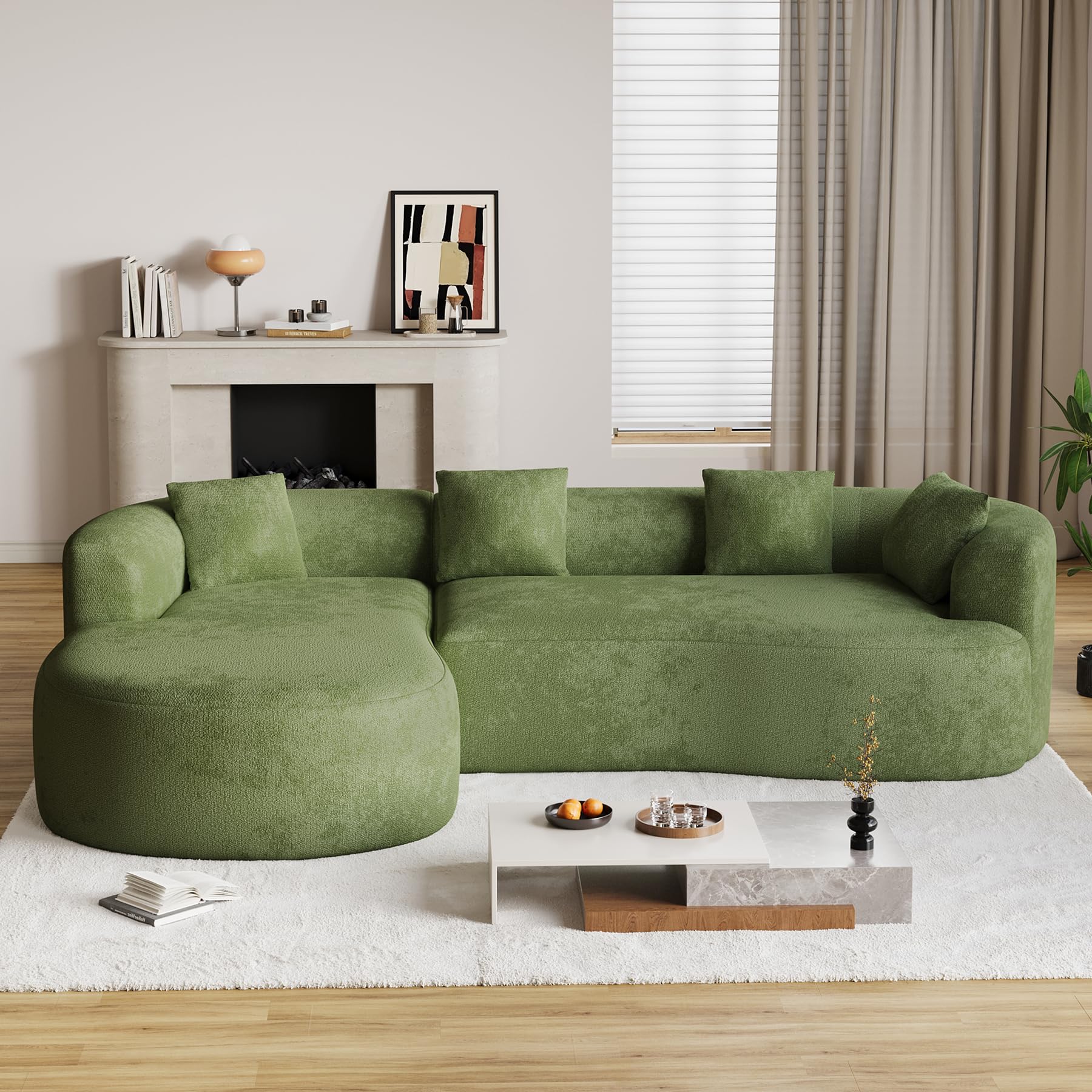 DAMAIFROM 111-inch Green Oversized Sectional Sofa