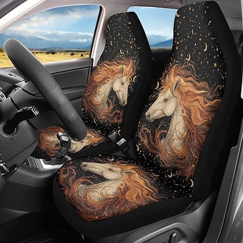 Bulopur Juego de 2 fundas de asiento de automóvil con estampado de caballo de cuero con cremallera, accesorios para decoración de interiores, disponible en Yaxa Colombia