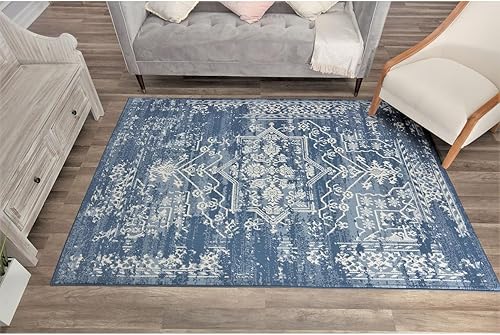 Miniatura 3 de Rugs America Gallagher Collection GL35A - Alfombra de área vintage de transición con sal marina de 2 pies 6 pulgadas x 4 pies