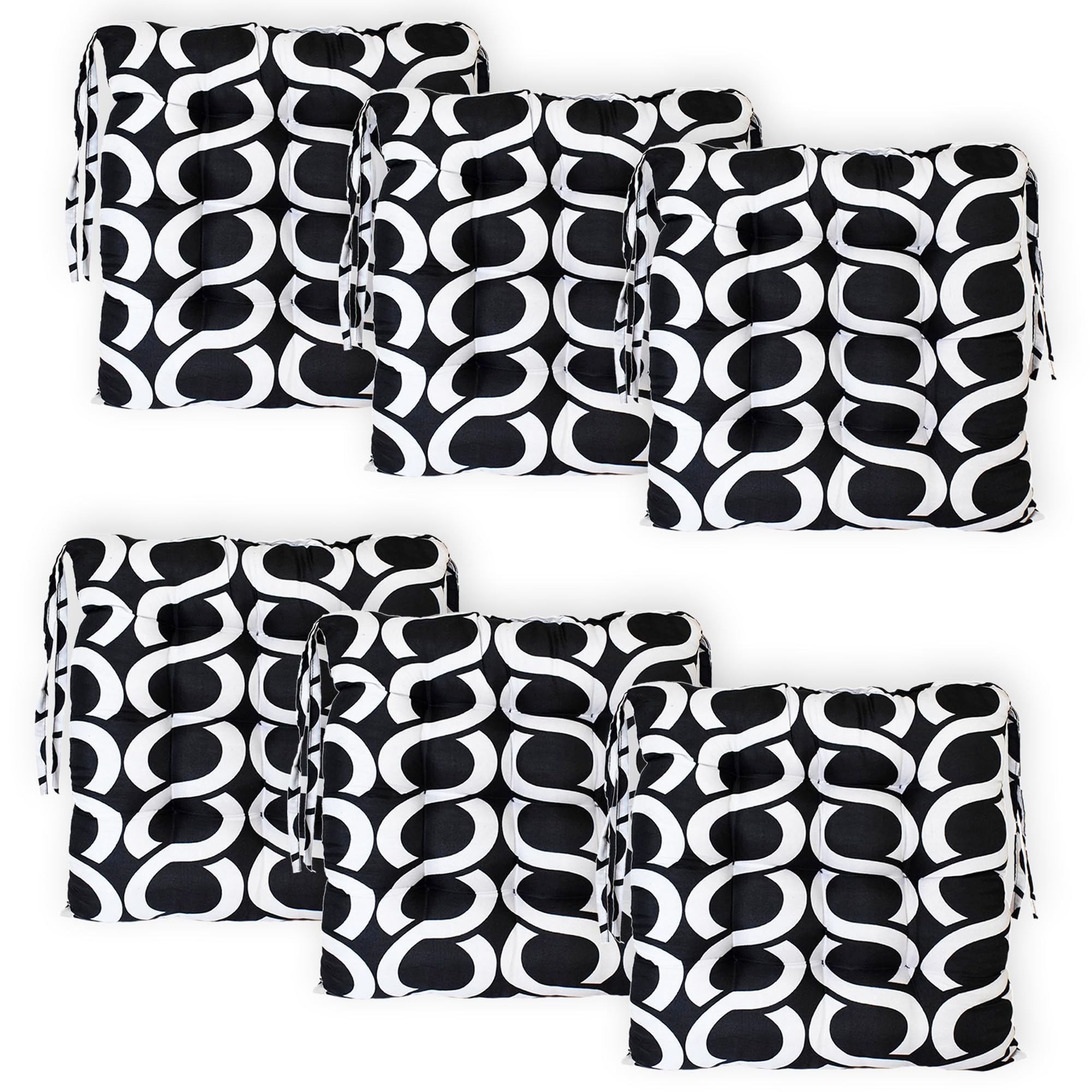 Kuber Industries Pack of 6 Back Cushion for Office Chair | Microfiber Square Chair Pad with Ties | Soft & Comfortable Cushion for Sitting | Geometric Printed | Black (B0DDPFS9MK) Amazon Price History, Amazon Price Tracker