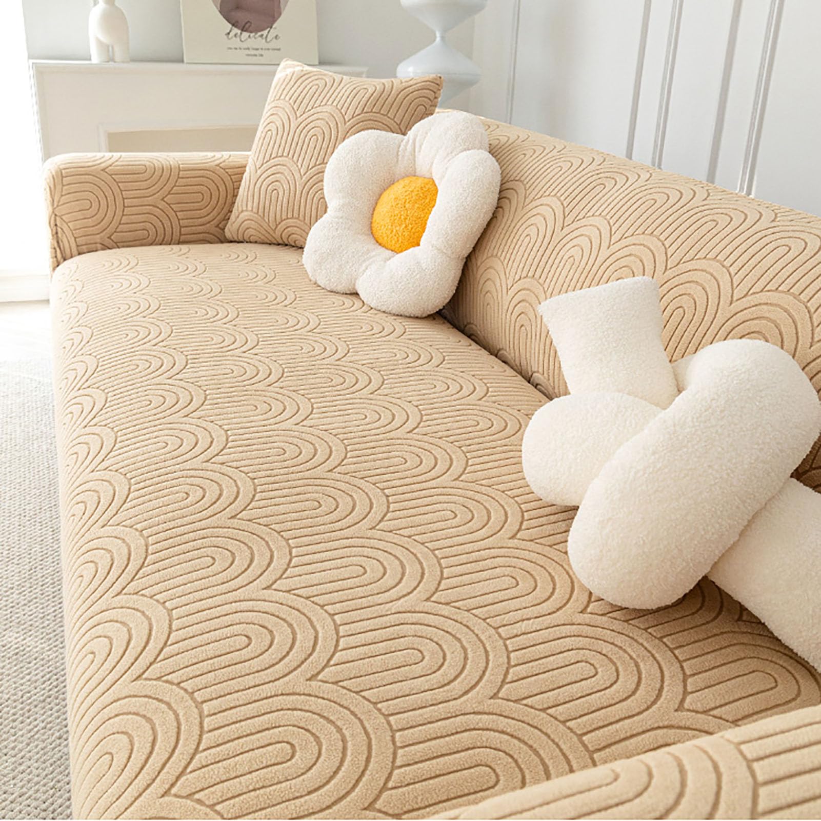 Housse velours extensible haut de gamme pour canapé et coussin individuel