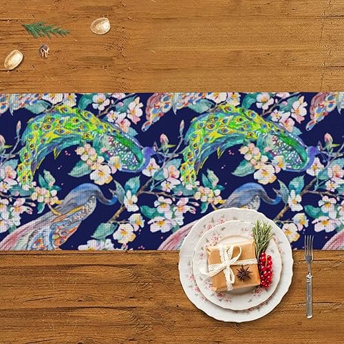 Miniatura 5 de Camino de mesa de Navidad con cola de pavos reales, decoración de mesa de comedor, decoración de Navidad, decoración de interiores del hogar,