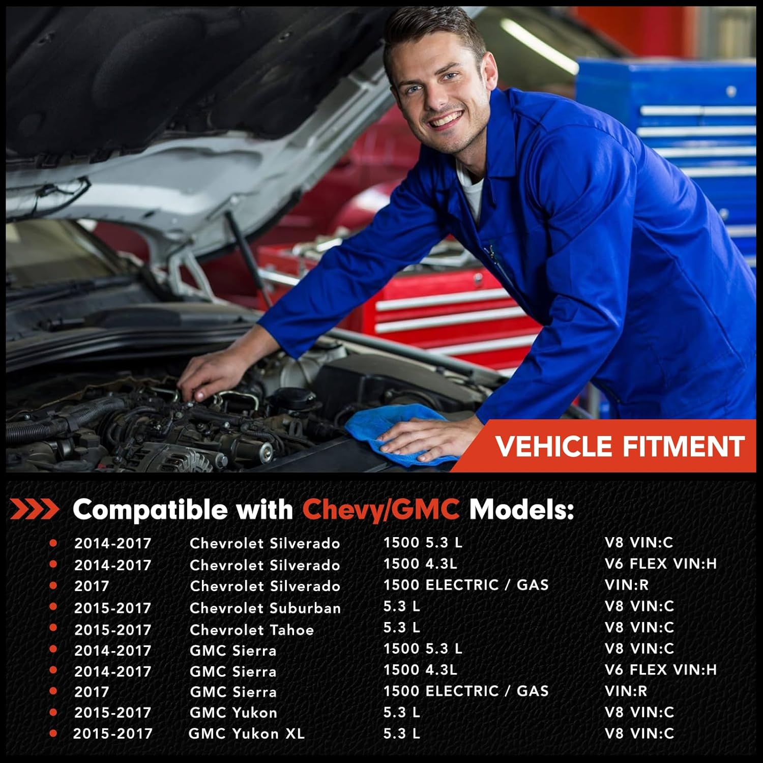 Fuel injector Set of 8 5.3L 4.3L Compatible with Chevrolet Silverado 1500 2500 Tahoe Suburban Cheyenne GMC Sierra 1500 Yukon 5.3L 4.3l 2014 2015 2016 2017 2018 Replace 12668390 FJ1217