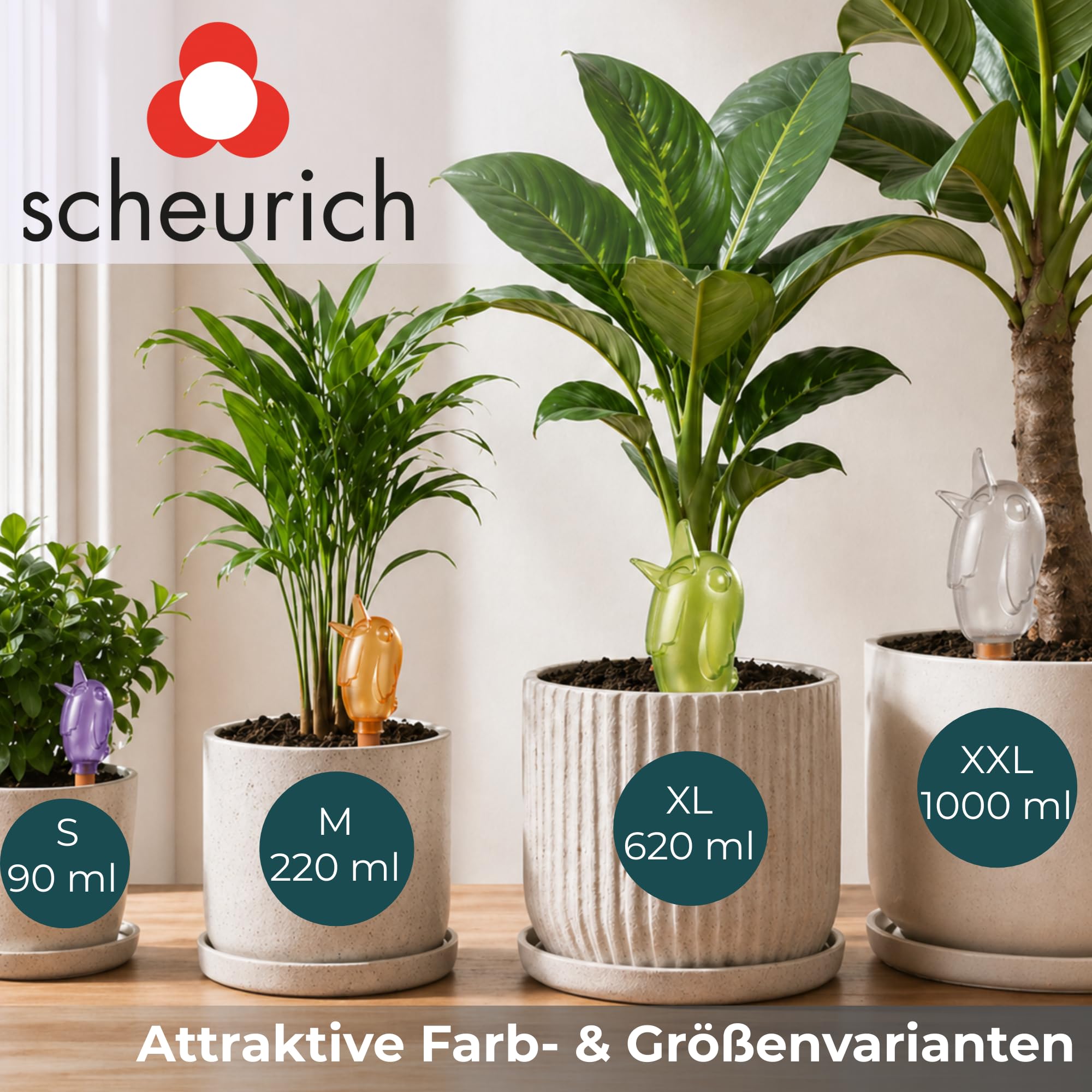 Scheurich Wasserspender Bördy M | 16 x Orange | 220ml Füllmenge | Bewässerungskugel klein mit Ton Fuß | Wasserspender Pflanzen und Blumen Terrakotta Stiel