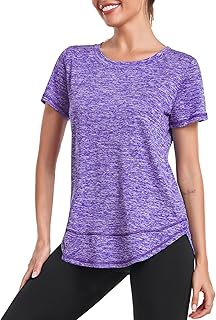 Deaviya Women's Sports T-Shirt Gym Tops, Short Sleeve Workout Casual Running Tops, Ladies Gym Yoga Sports Top, Crew Neck F...