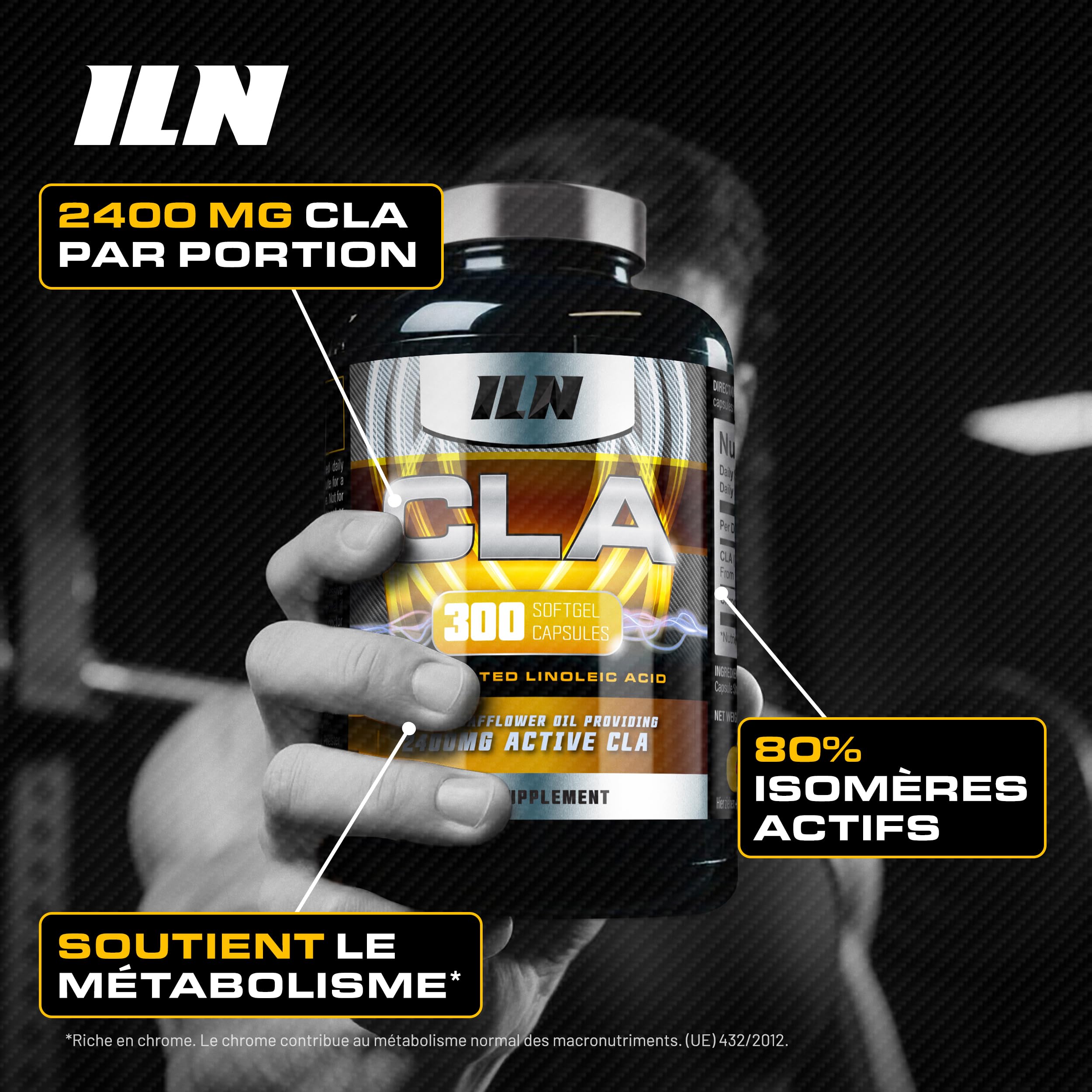 CLA – 3000mg avec 80% d'Isomères Actifs et Chrome – 300 Softgels