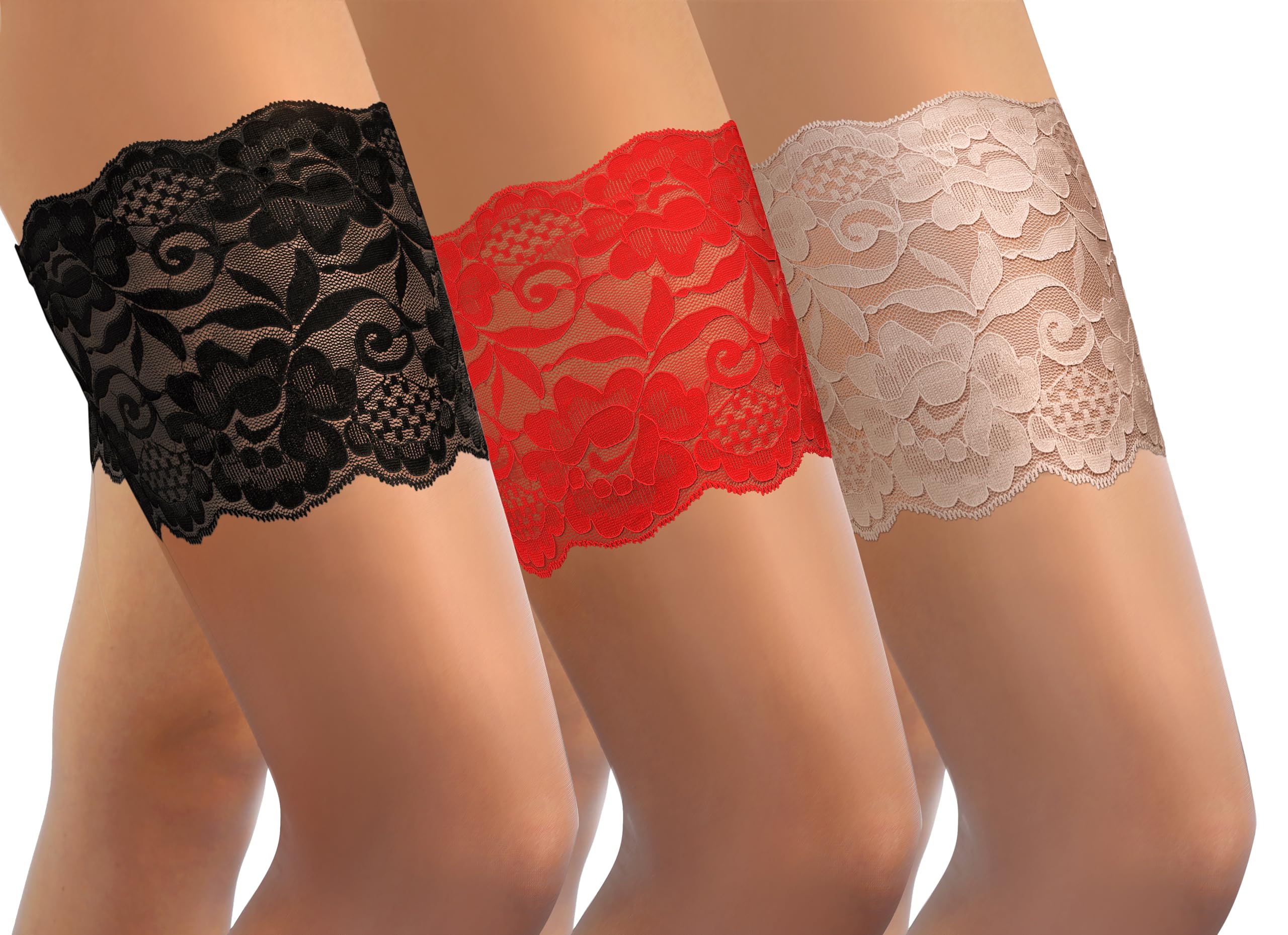 sesto senso 3 Paar Oberschenkelbänder Spitze Sexy Elastische Anti-reibung Silikonstreifen