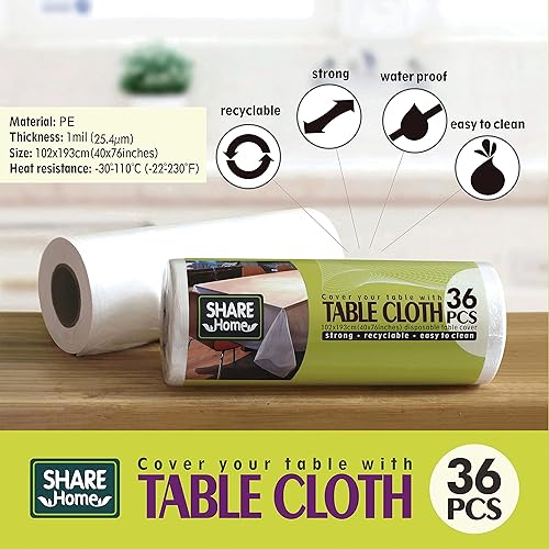 Miniatura 2 de Paquete de 36 manteles desechables de plástico, color blanco, cuadrado de 76 x 40 pulgadas