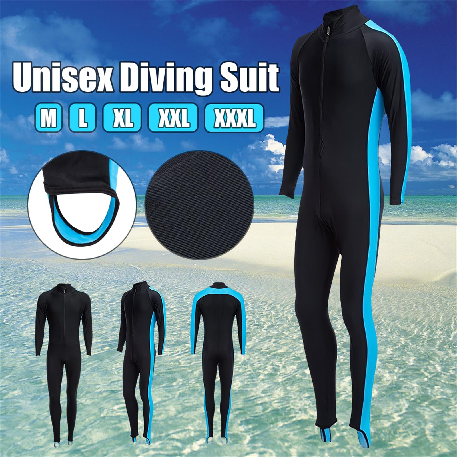 HEJIGOOD Unisex Diving Wetsuit Lightweight Full Body Swimwear Nylon Quick Dry Full Coverage Sun Protection (Medium)