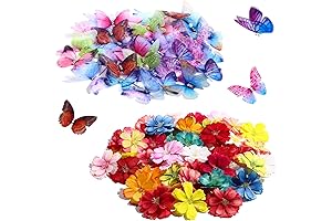 100 Pcs Mini Silk Flowers and Butterflies for Crafts
