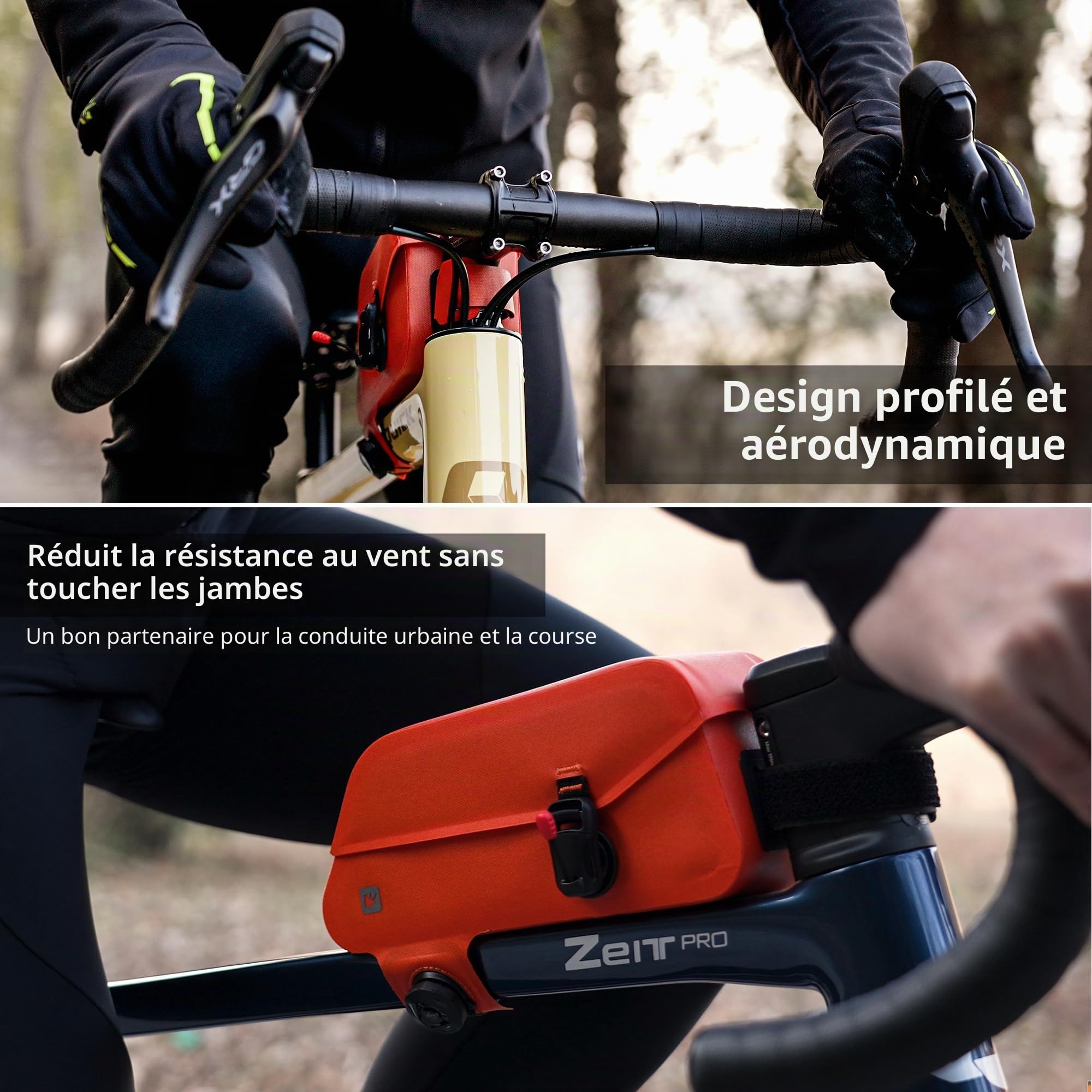 Rhinowalk Sac de cadre de vélo, entièrement étanche et stable, sac de cadre de vélo, accessoires professionnels pour vélo de montagne, noir