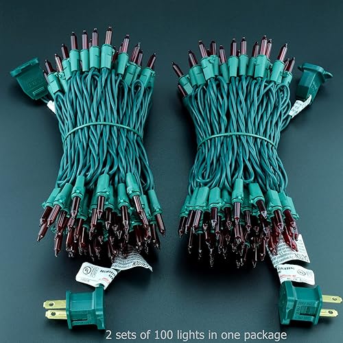 Miniatura 7 de Luces de Navidad incandescentes en tira con cable en verde.