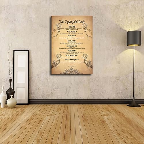 Miniatura 2 de Póster vintage de Buda con tabla de conocimientos de 8 vías de conocimiento, moderno, de alta definición, estética, regalo de vacaciones, arte para