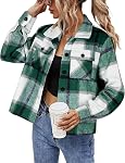 HOTOUCH Flannels For Women Cropped Shacket Fall Plaid Jackets 2025 Coat Fashion Outfits