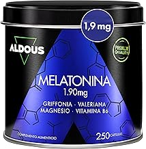 Melatonina Pura 1,9 mg con Magnesio - 250 Cápsulas para +8 meses - Pastillas para dormir bien - Ayuda a conciliar el sueño profundo - Insomnio, Cansancio - Con 5HTP, Valeriana, Vitamina B6 - ALDOUS