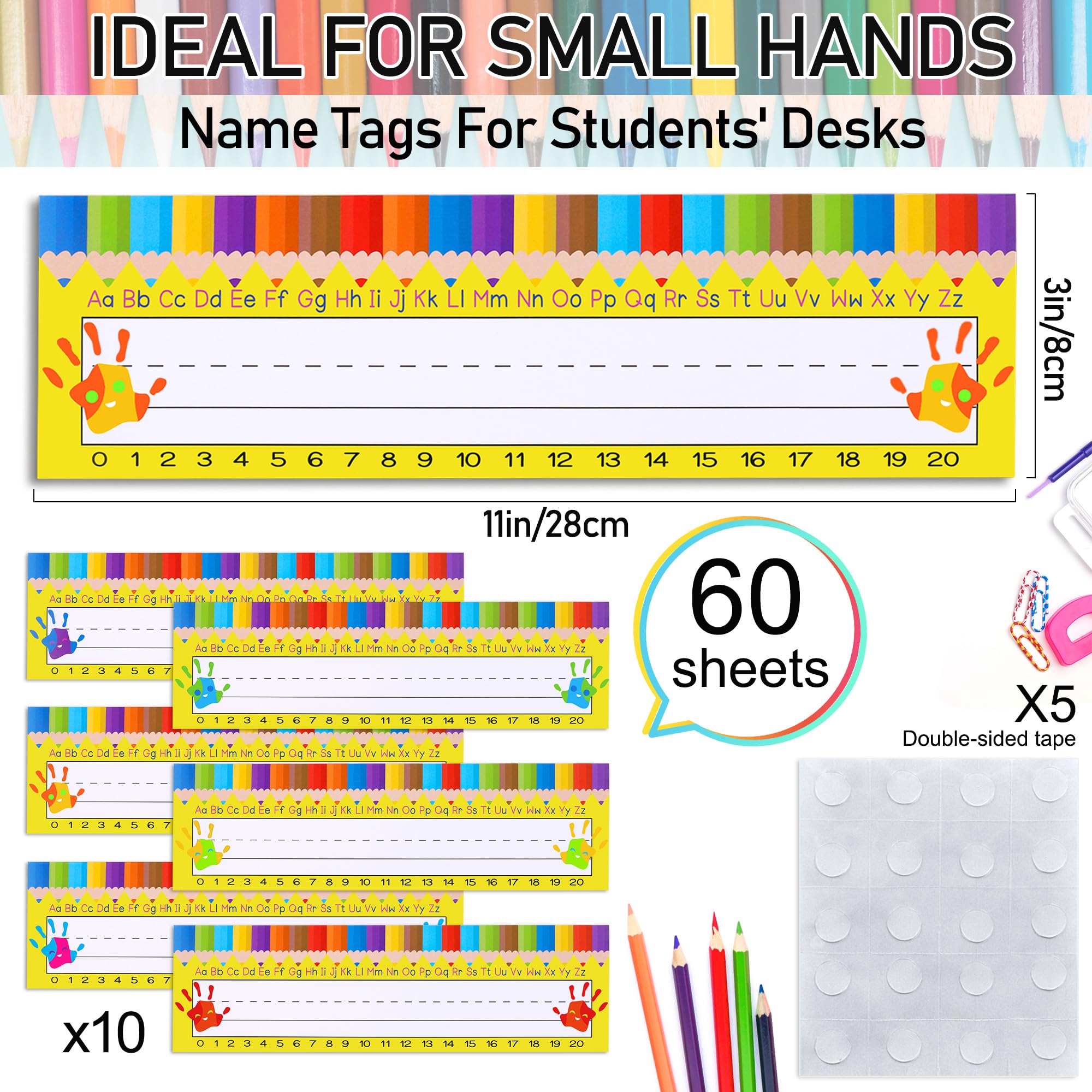 Student Name Tags Classroom Supplies 53 Pcs Pencil Desk Name Tags ...