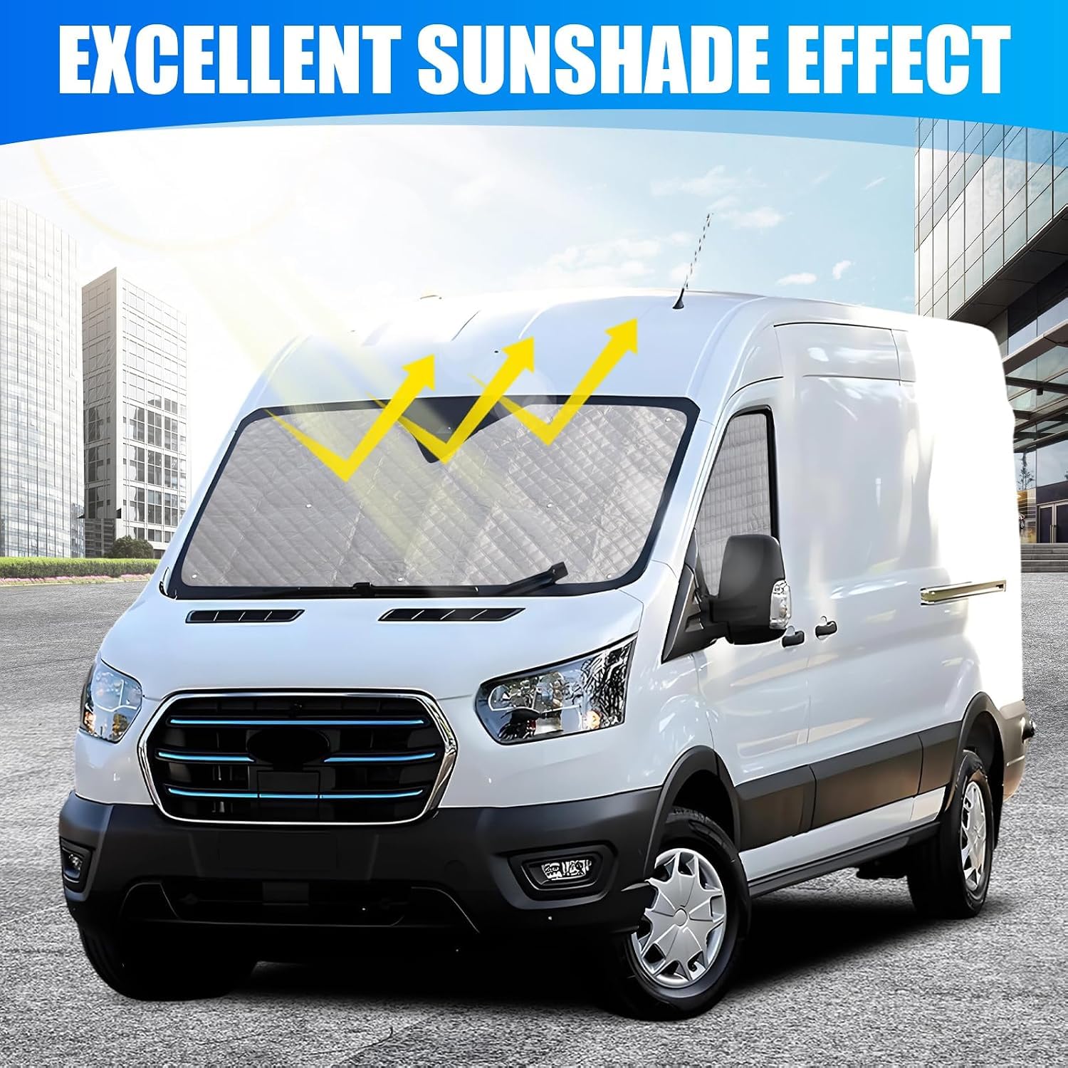 3 szt. mat termicznych na przednią szybę, pasuje do Ford Transit MK8 | Wodoszczelna aluminiowa osłona przedniej szyby do kampera, zaciemnienie, izolacja, ochrona prywatności