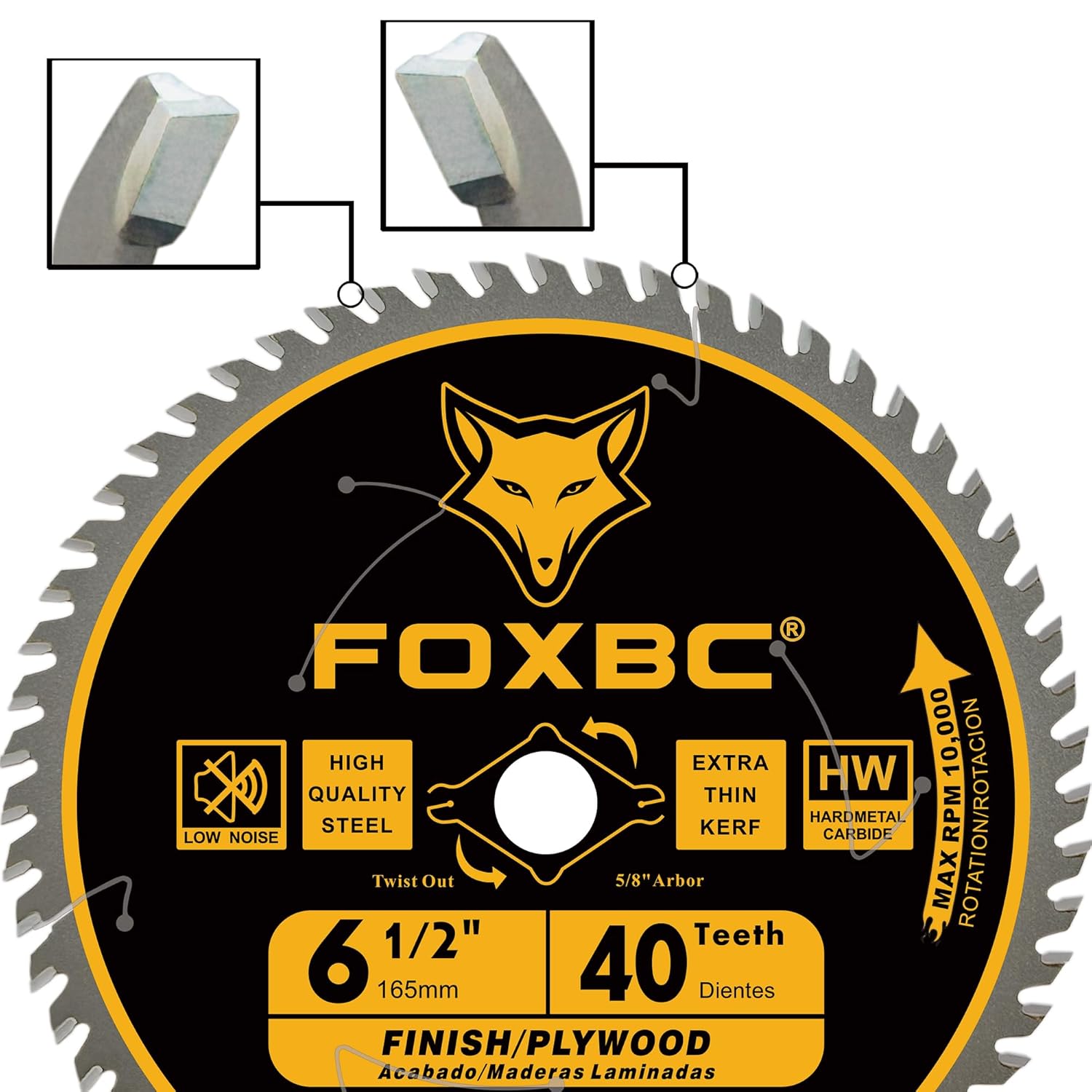FOXBC 6-1/2 inch Circular Saw Blade 40T 60T Combo Pack, Ultra Fine Finish for Wood Cutting, Thin-Kerf with 5/8" Arbor - Image 6