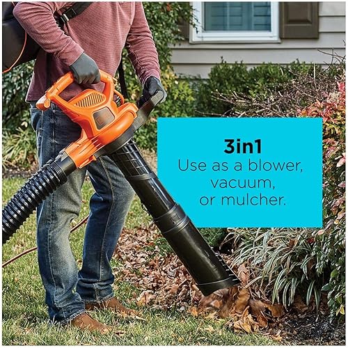 Miniatura 9 de BLACK+DECKER Soplador eléctrico de hojas 3 en 1, aspiradora de hojas, trituradora (BEBL7000)