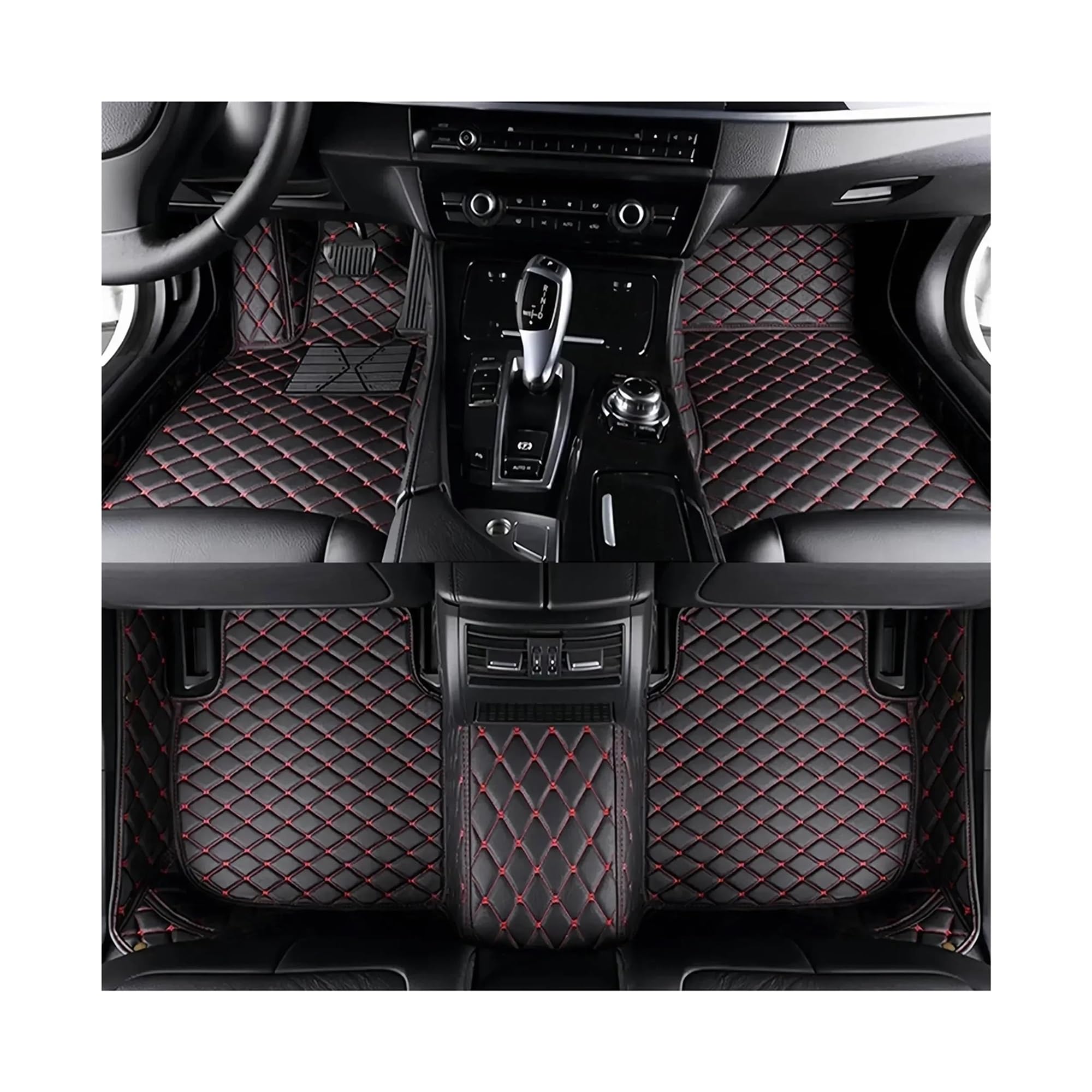 Auto Fussmatten Für Megane 2004 2005 2006 2007 2008 2009 Wetterfeste Luxus-Leder-Bodenmatten Mit 3D-Abdeckung Fußmatten Automatten(Style 1 Black Red)