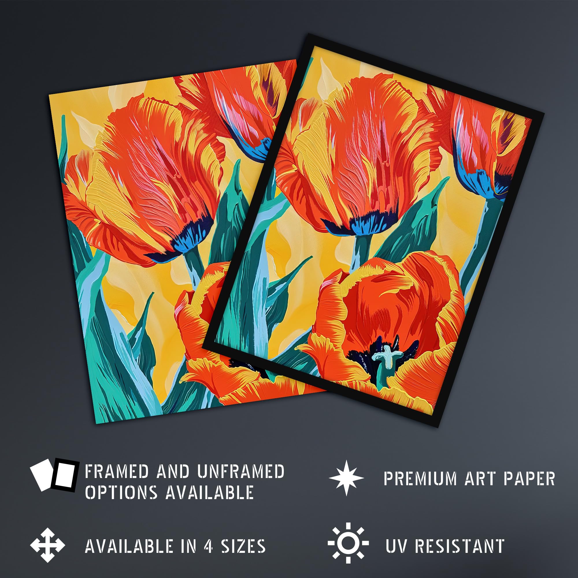 Artery8 Grußkarte – Vivid Orange Tulpen, Floraler Ölgemälde-Stil, Blanko-Innenteil