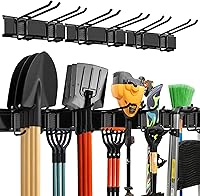 Tidyme 48" Heavy-Duty Garage Tool Organizer Wall Rack - 300 lbs Capacity, Adjustable Double Hooks, Carbon Steel for Shovels, Rakes, Ladders