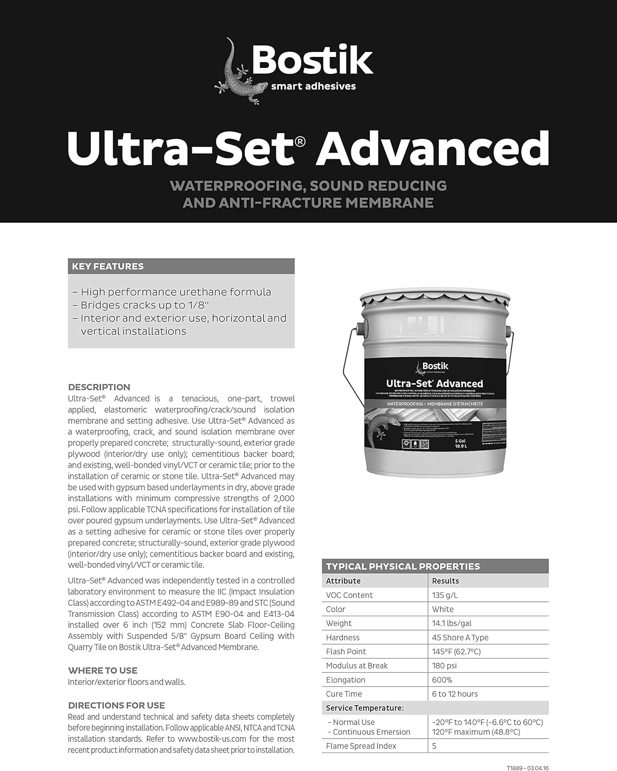 Bostik Ultra-Set Advanced PVC Membrane, Waterproofing, Sound Reduction, Crack Isolation, Up to 100 Sq. Ft. per Roll
