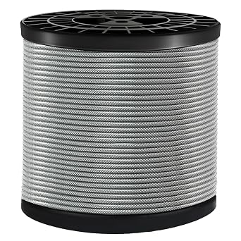 400FT 3/16" Wire Rope, Vinyl Coated Aircraft Cable for Cable Railing System,String Light Hanging,Porch Fence DIY Balustrades,1/8Inch 3 mm Overmolded to 3/16 Inch5mm