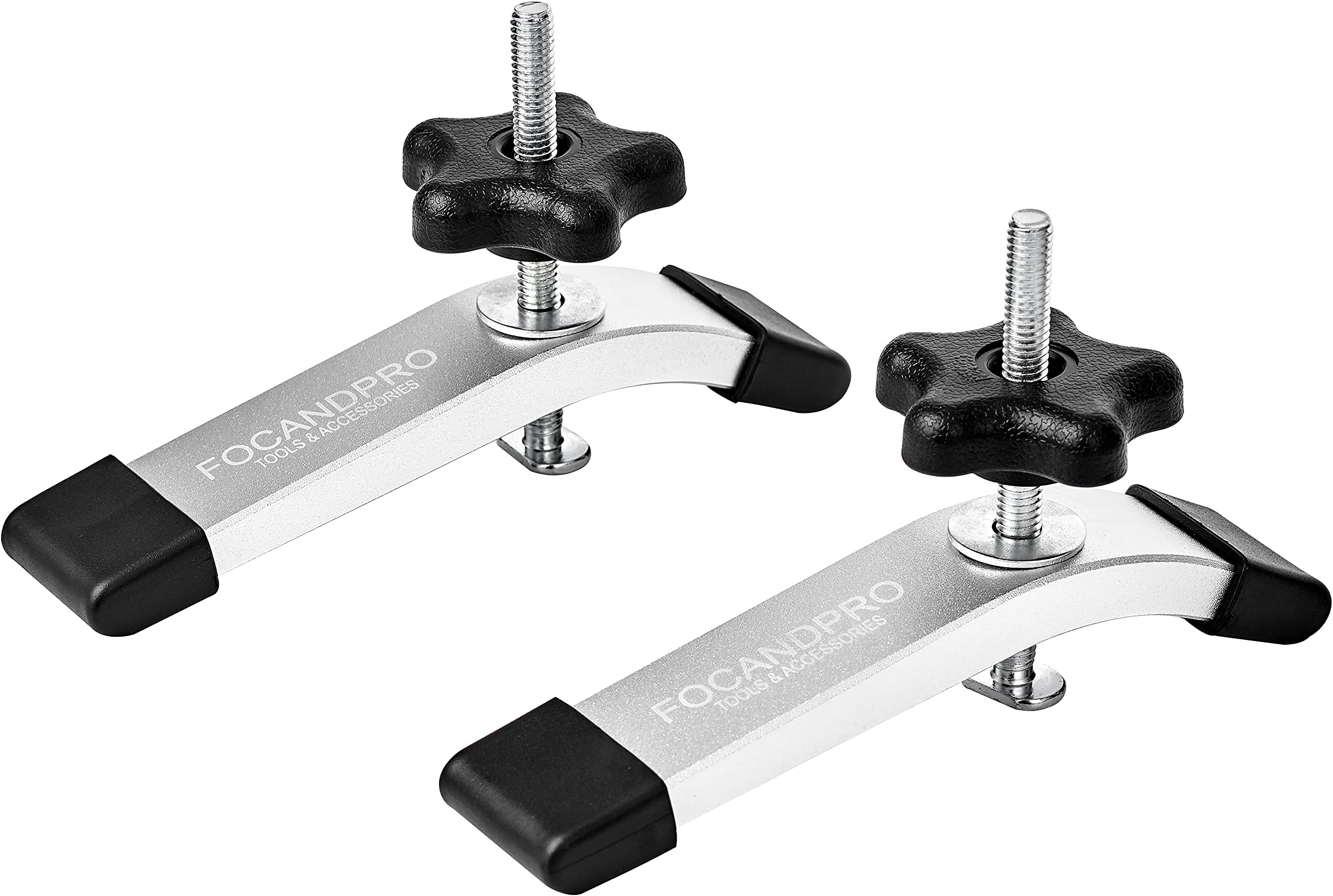 T-Track Hold Down Clamps,6-3/8" L X 1-1/4"W - Woodworking & Clamps - Fine Sandblast Anodized - Silver Color - 2 Pack
