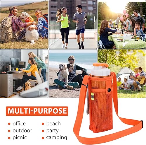 Miniatura 6 de Tainehs Soporte para botella de agua con correa ajustable para el hombro, bolsa para botella de playa, bolsa para botella de agua, funda para