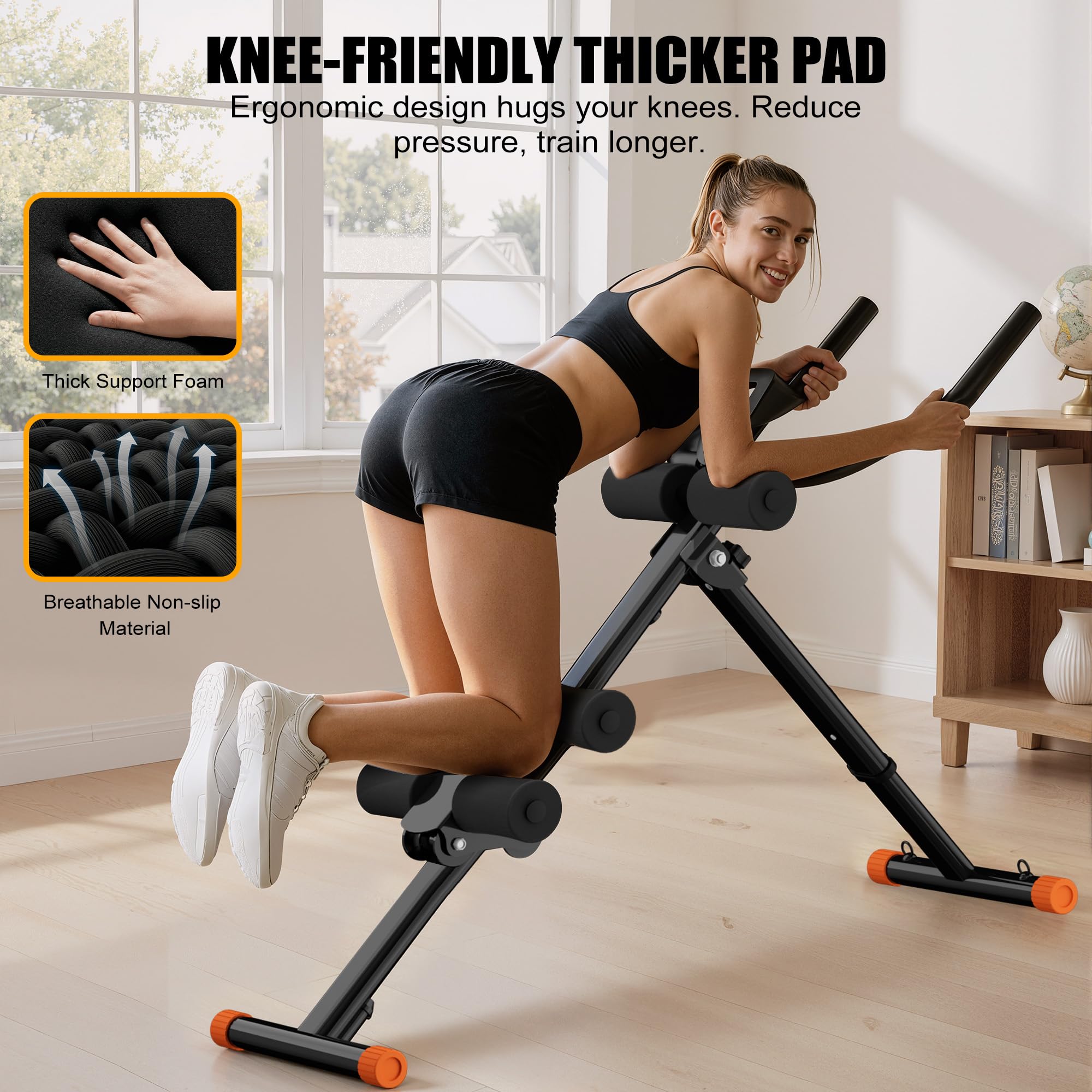 Ab Trainer Máquina, entrenador abdominal ajustable con pantalla, equipo de entrenamiento abdominal plegable con protección de rodillas-Negro 225/55/16 XL 99W 7y2