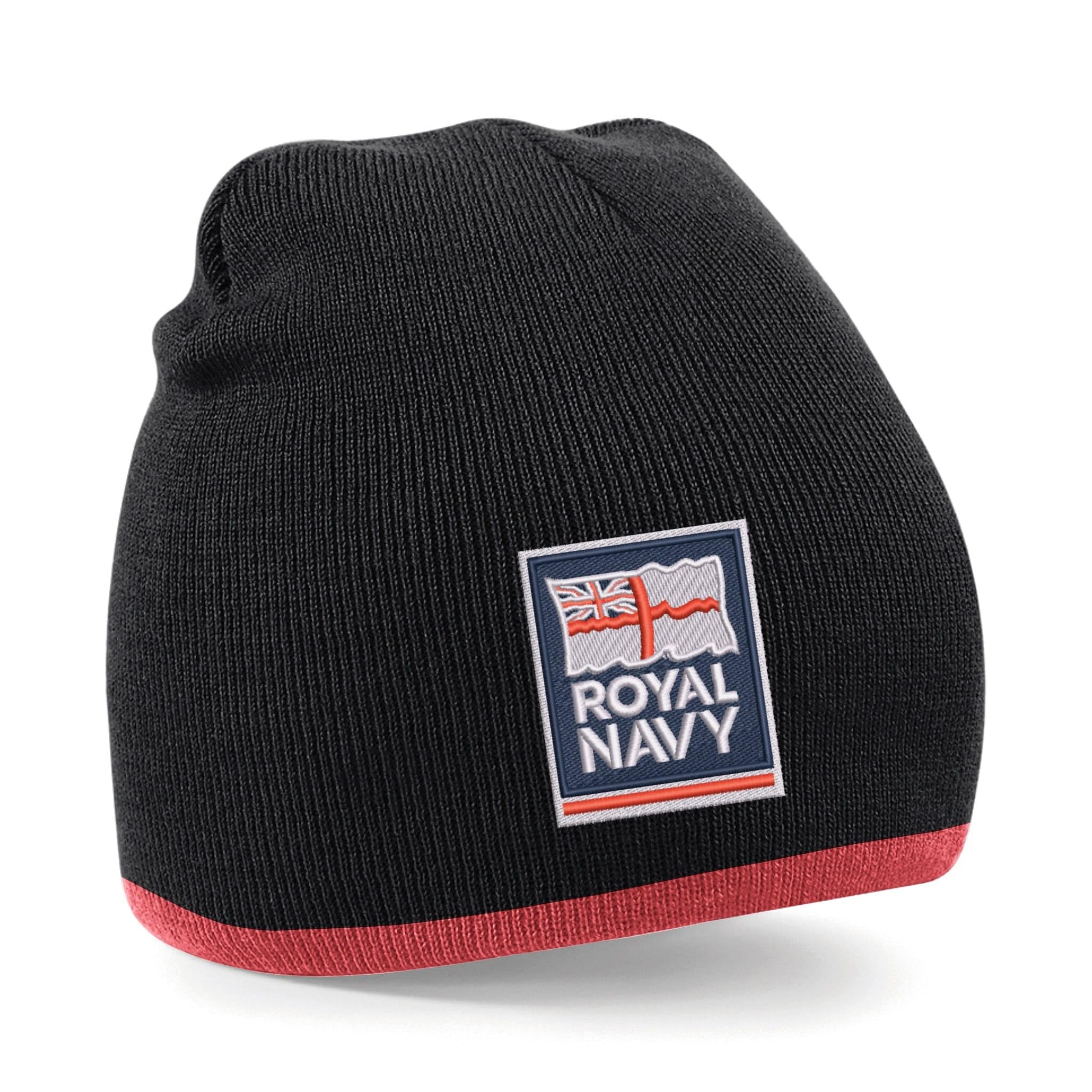 The Military Store Unisex Black/Red Royal Navy Beanie Hat ()