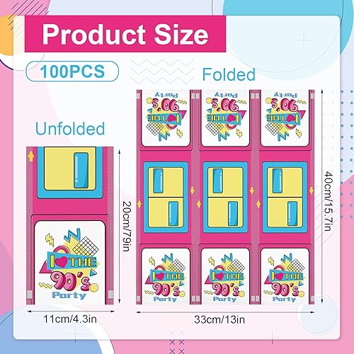 Miniatura 2 de 100 servilletas de papel desechables para decoración de fiestas de los años 90, toallas de mano desechables para baño, 3 capas de vuelta a los años
