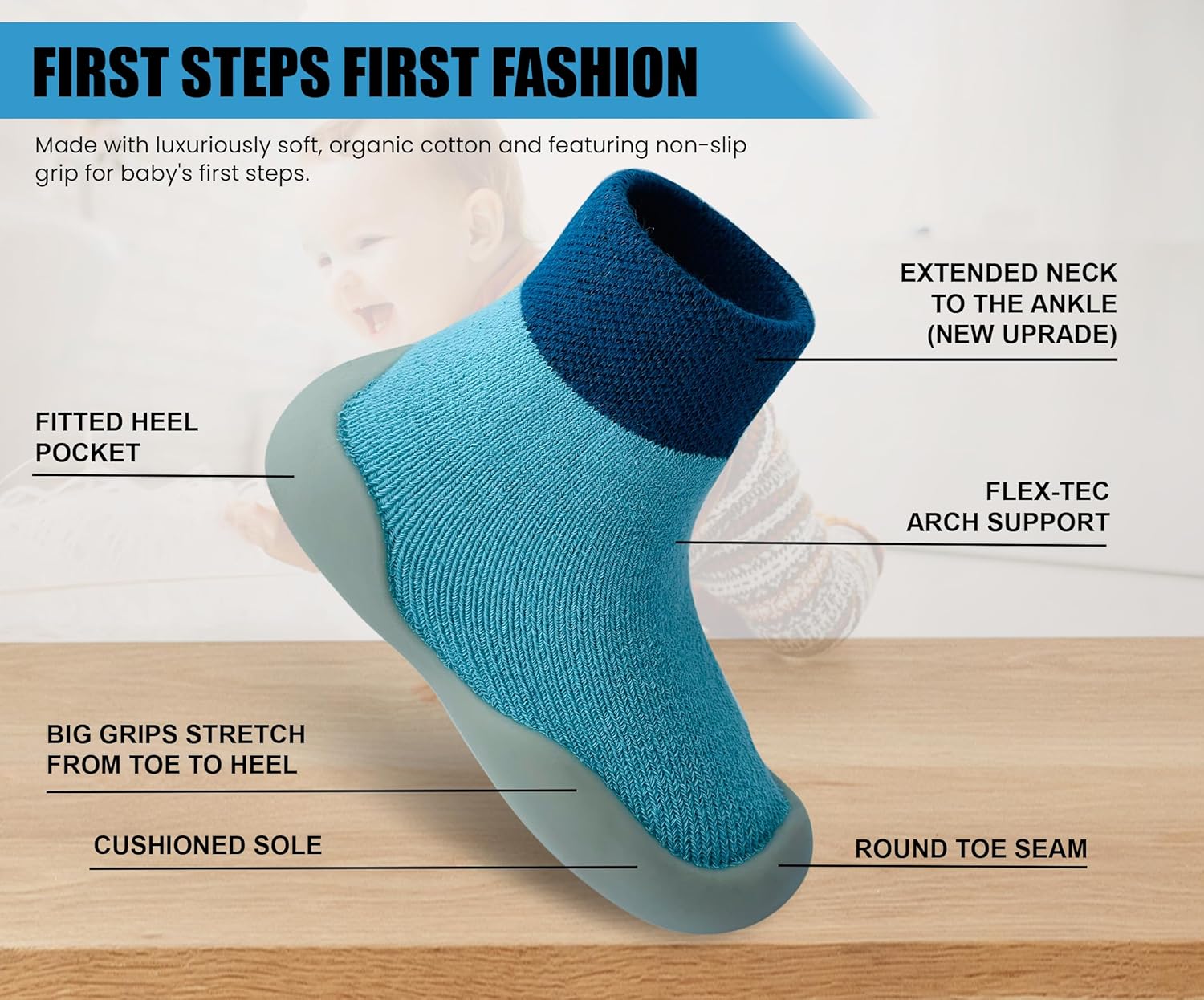 Baby Shoes Boys Girls First Walking Shoes Non Slip Soft Sole Sneakers Toddler Infant Babygirl Sock Shoes - Image 4