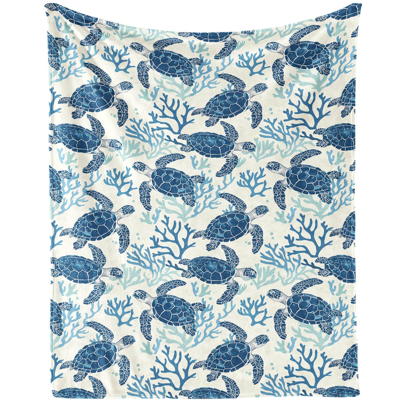 Sea Turtle Throw Blanket - Soft Flannel for Teens, Adults, Women, Men - Warm All-Season Lap, Chair, Sofa Blanket for Turtle Lovers - 70"x50"