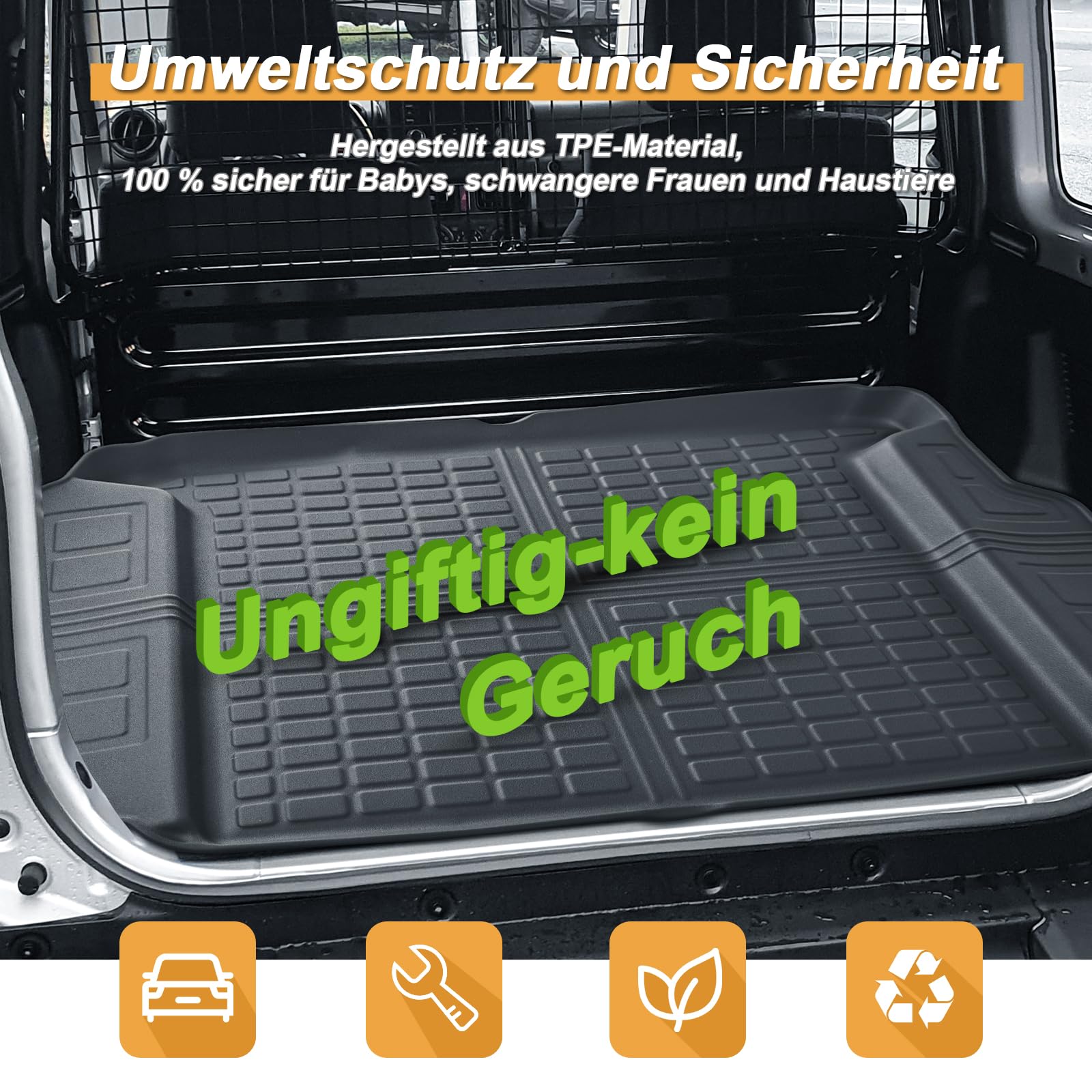 ECOZEN Vasca Baule Suzuki Jimny PRO JB64/JB74 2021-2025 3D Specifica In TPE Proteggi Bagagliaio auto Jimny Tappetino del bagagliaio con bordino rialzato resistente impermeabile tutte le stagioni