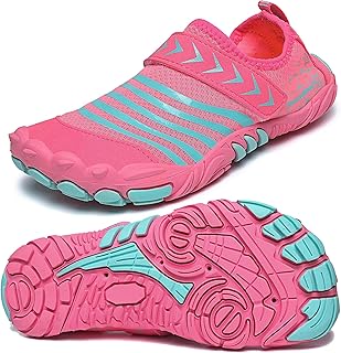 Quickshark Kids Water Shoes Boys Girls Barefoot Aqua Socks Lightweight Quick Dry Sandals Slip On Walking Sneakers for Beach Pool Swim 1-Pink 3 Big Kid