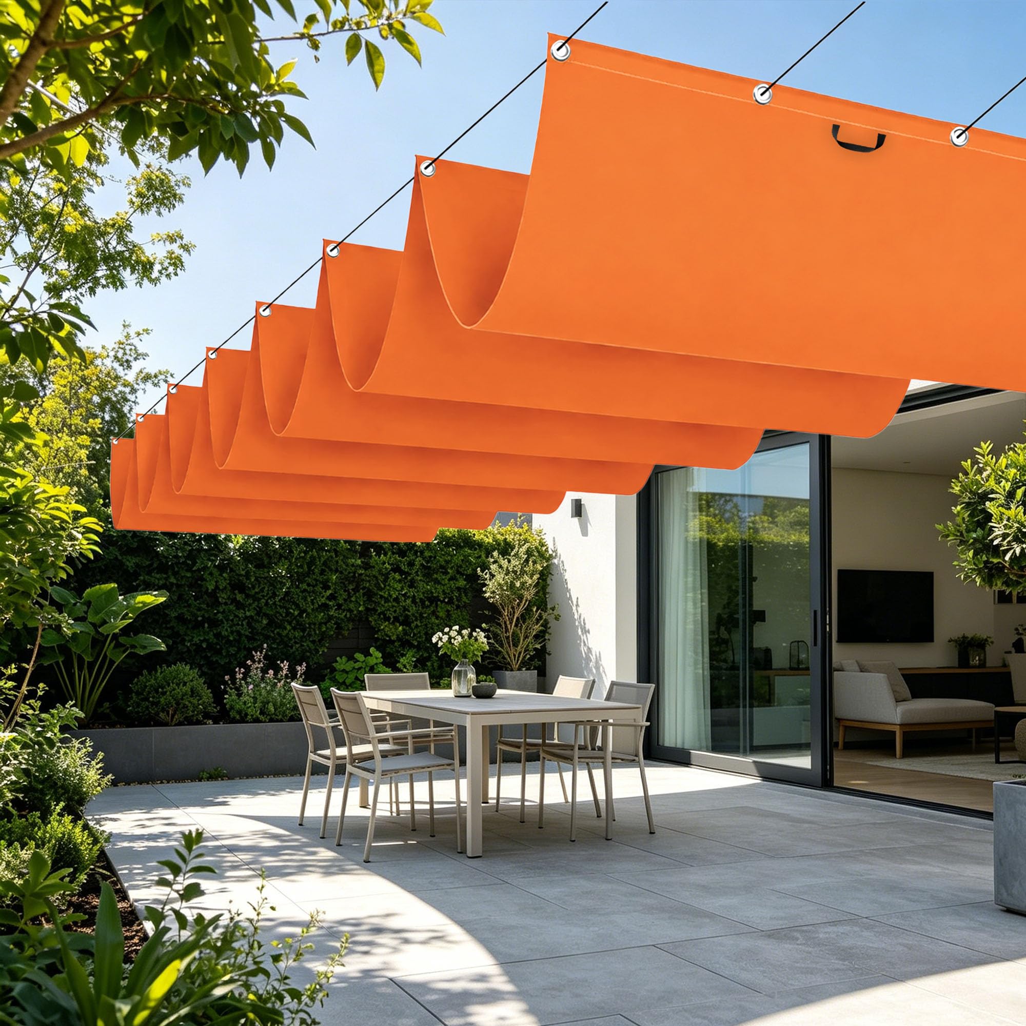 Toile pour en plein air rétractable imperméable orange jardin 250x240