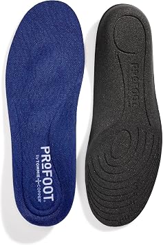 ProFoot Full Length Plantar Insoles for Men's Size 8-14 Targeted Pain Relief Gel Heel Cushion Copper Znergy Odor Control Half Length Fit