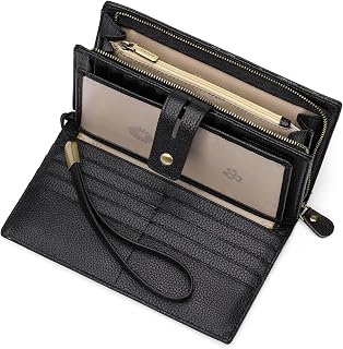 Women's Wallet Large Capacity RFID Blocking Leather Wallets Credit Cards Organizer with Checkbook Holder