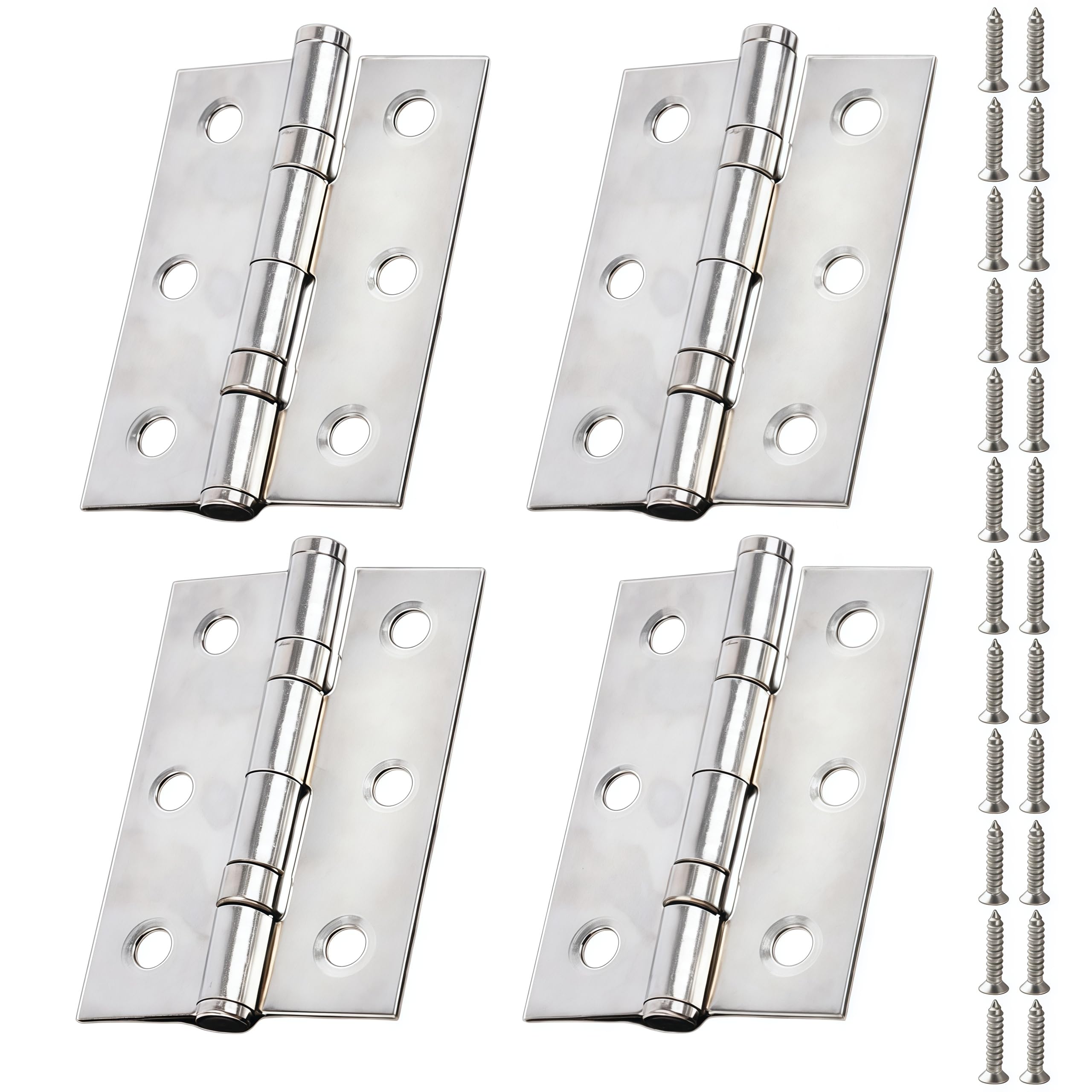 Vbnexyr Regular Folding Hinge 4 Pack Of Stainless Steel Bearing Hinges For Bathroom Doors Silent Hinges Door And Window Accessories With Screws 2 Inches * 1.2Mm Thick