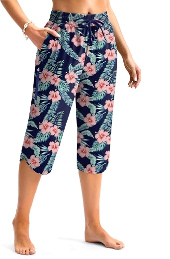 Viodia Womens 18" Modest Swim Capris Pants with Pockets