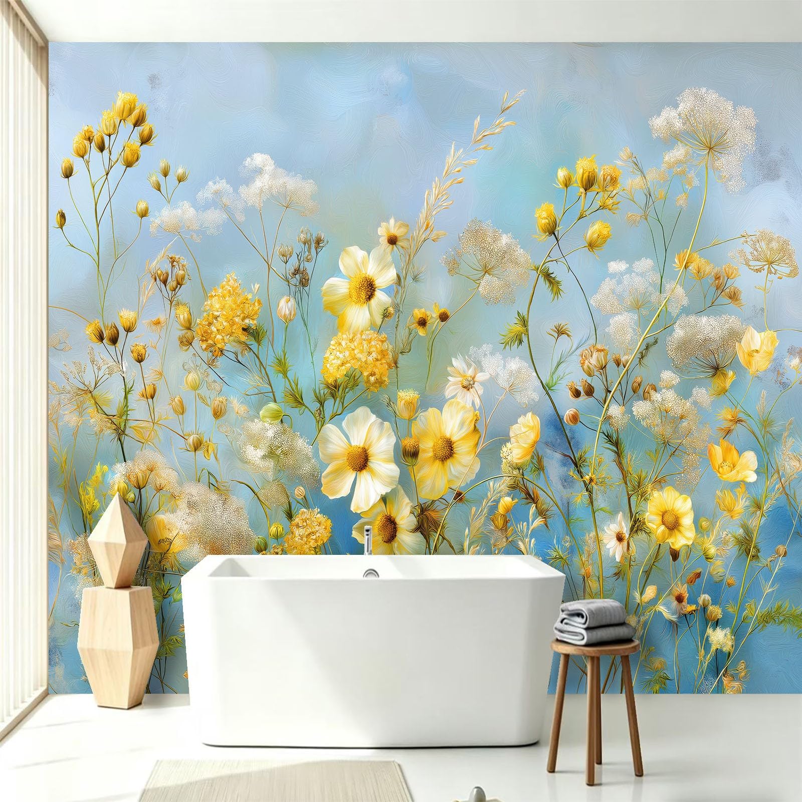 WTD - Papel pintado fotográfico (fieltro, 300 x 210 cm), diseño de margaritas