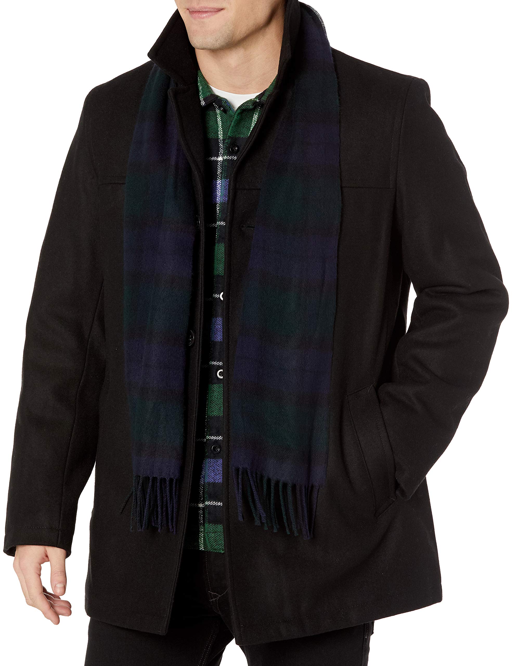 Tommy Hilfiger Men's Wool Melton Walking Coat with Detachable Scarf