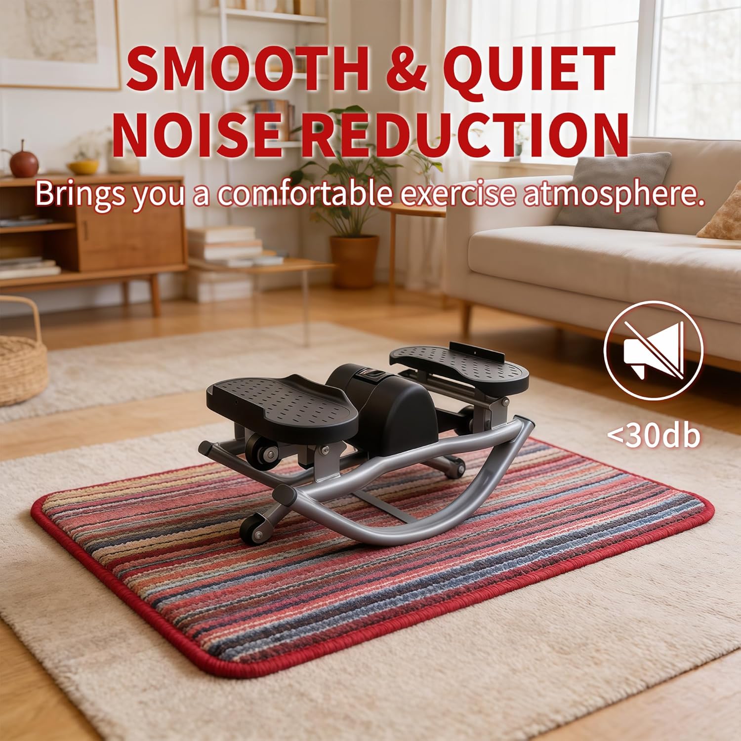 Rock Stepper Side to Side with Resistance Bands & Anti-Slip Mat, 330LBS Loading Capacity Lateral Exercise Machine with Digital Monitor, Low Impact & Quiet Step Rocker for Full Body Workout at Home